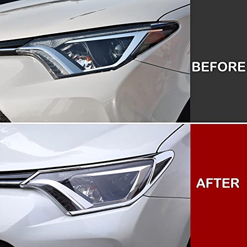 Kadore For 2016 2017 2018 Toyota Rav4 Chrome Front Headlight Lamps Cover Trim Bezels 2Pcs/Set #TOP2