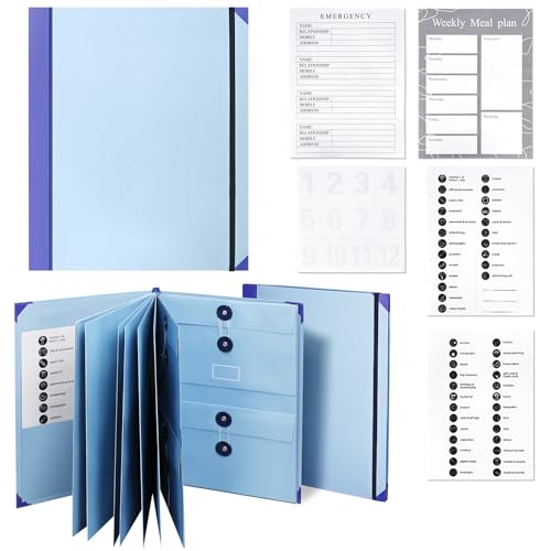 Document Organizer Folio,Important Document Folio Folders with Labels Life Binder for Birth Certificates Bills Checks Etc