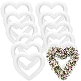 HEIHAK 14 PCS 6 Inch Foam Wreath Heart, White Styrofoam Heart Wreath, Heart Shaped Wreath Foam Ring for Crafts, DIY Projects, Wedding, Valentine's Day, Floral Arranging Decoration