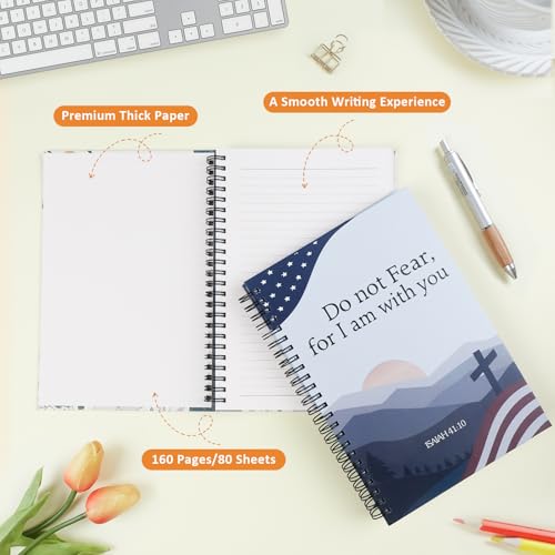 Christian Journals for Women - Spiral Bible Notebook for Her| Prayer & Bible Journaling for Women, Cute Floral Writing Church Notes Notebook & Inspirational Religious Gift for Christians, ISAIAH 41:10 — view 4