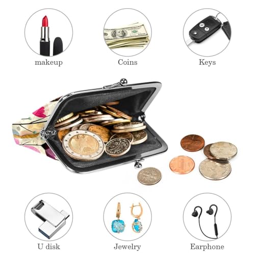 Small Buckle Coin Purse Cartoon Owl Flowers and Birds (3) Pouch Kiss-lock Clasp Change Purse Wallets4