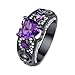 Onefeart Acero Inoxidable Mujeres Anillo Corazón Circónia cúbica Corazón-Formad Circón Punk Estilo Ofertas Anillo 3MMX7MM Púrpura 15