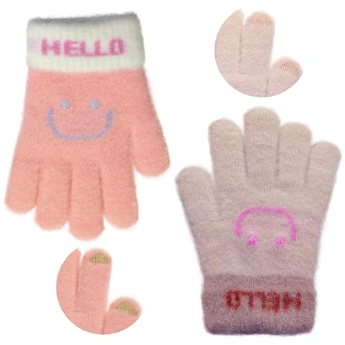 Kids Winter Gloves Knitted Warm - Snow Mittens for 3 4 5 6 7 8 9 10 11 12 13 14 15 Yers Boys Girls Cold Weather