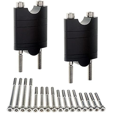 APE RACING Billet Aluminum Handlebar Risers Adjustable Raise Height With grade 12.9 Nickel Plated M8 bolts for 7/8 22mm Bars Motorcycle ATV Dirt Bike Quad ADV (7/8", Black) Cover