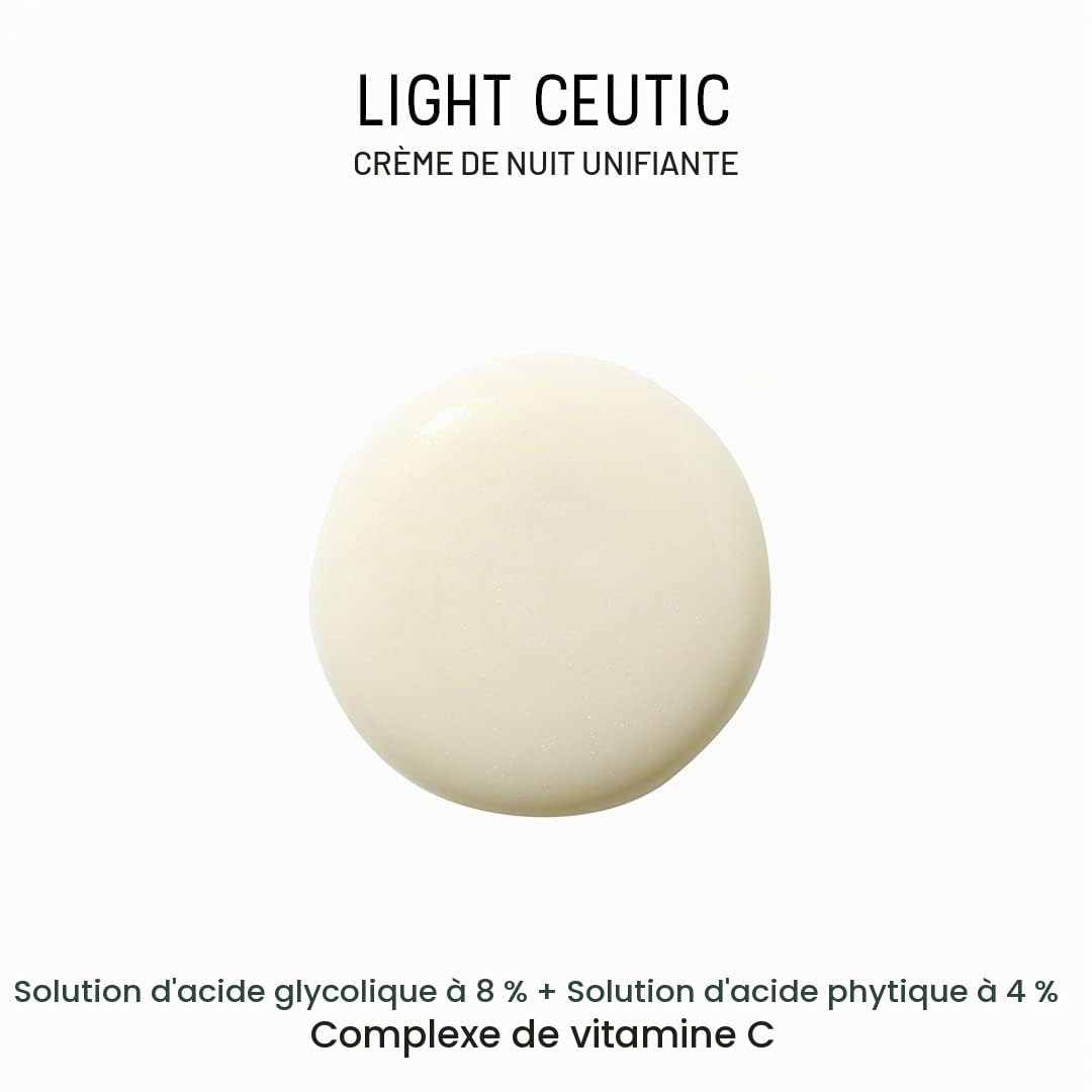 Light Ceutic de Dermaceutic - Crème de nuit unifiante contenant de l'Acide Glycolique en solution, de l'Acide Phytique en solution et un Complexe de Vitamine C - 40ml