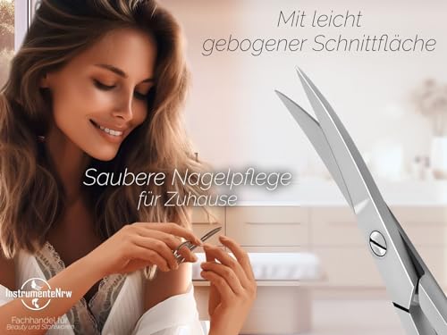 Profi Linkshänder Nagelschere aus rostfreiem Edelstahl mit gebogener Schnittfläche Silber
