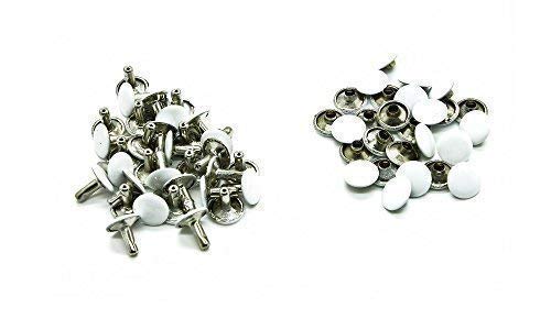 WedDecor 10mm Doble Tapa Remaches Tubular Metal Tuercas para Cuero Manualidades,Ropa Reparación, Sombrero, Zapatos Costura Decoración, 100pcs - Blanco, 10mm