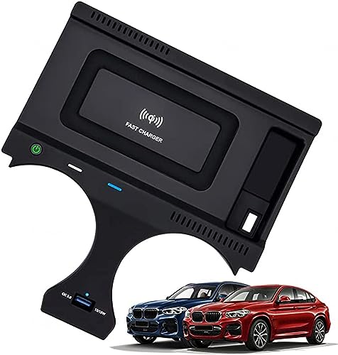 XLARSH Car Wireless Charger for b m X3 2018 2019 2020 2021 b m X4 2019 2020 2021 Center Console Accessory Panel,with 18W USB Port 10W QC3.0 Fast Charging Induction Phone Charger Pad