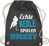 Shirtracer Turnbeutel Jute Beutel Gym Bag Rucksack - Eishockey Trikot Ersatz - Echte Kerle spielen Hockey - Unisize - Dunkelgrau - eishockey - WM110