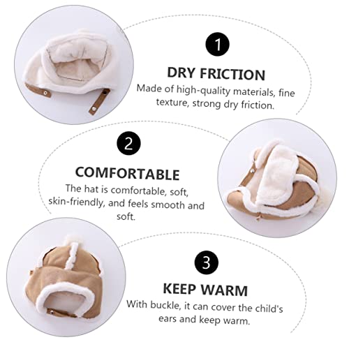 BESTYASH Plush Winter Hat for Boys and Girls Warm Ear Flap Beanie for Boys and Girls Soft Fleece Children's Winter Cap for Cold Weather and Outdoor Activities Khaki4