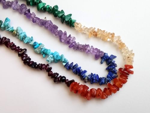 Collier de puces chakra en perles de pierres naturelles de 5-7mm