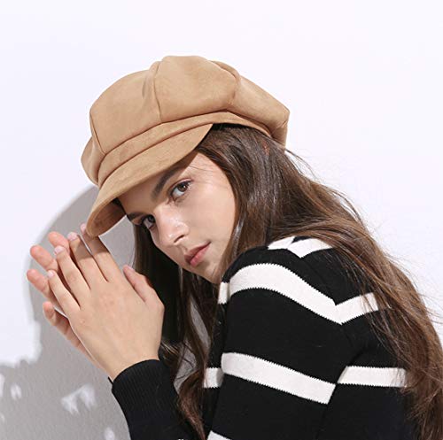 DORRISO-Elegant-Femmes-Beret-Chapeau-Loisir-Voyage-Chapeau-Newsboy-Beret-Chapeau-Basque-Femme-Chapeau-Octogonal-54-60CM