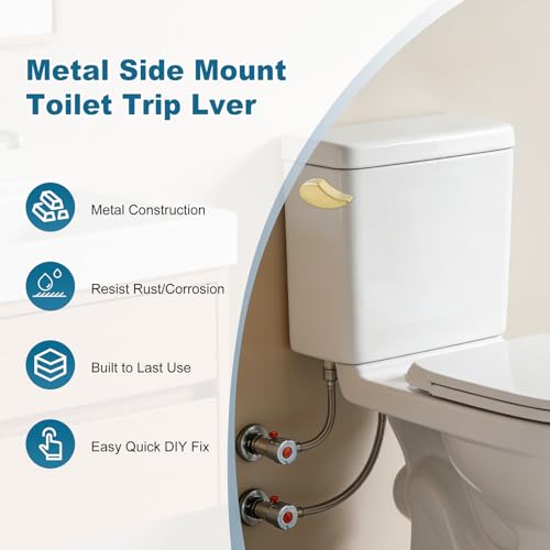 Image of iFealClear Metal Toilet Handle Replacement Compatible with TOTO THU068-CP Trip Lvr for St743S, St406 Soild Brass Toilet Tank Flush Lever, Side Mount Toilet Trip Levers, Brushed Gold