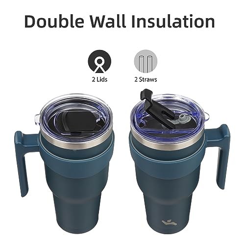Image of Konokyo 30 oz Tumbler with Handle and Straw, Insulated Travel Mug