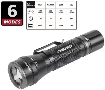 Husky Flashlight with 6 modes table