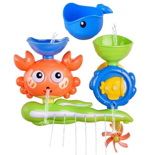 Jouets de bain pour enfants crabe jaune avec yeux rotatifs et jet d'eau