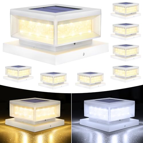 Mlambert 8 Pack Solar Post Cap Lights Waterproof White
