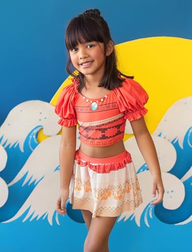 Image of Disney Princess Girls Swimsuit Two-Piece Tankini Set Cute Bathing Suit for Beach, Pool, and Birthday Parties