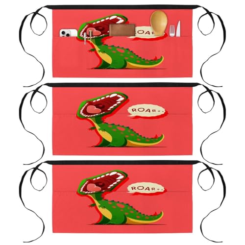 Tablier court de chef à motif dinosaure idéal pour pâtisserie
