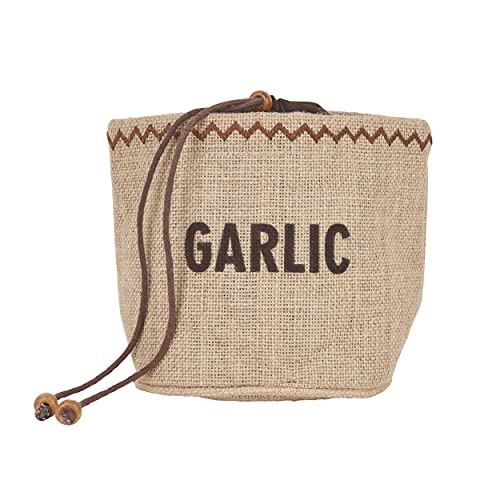 Natural Elements Eco Garlic Storage Bag with Drawstring, Jute / 1% Cotton, Brown