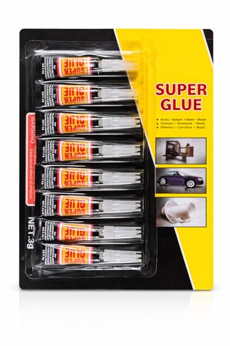 Super Glue Gel Clear Non-Drip Fast-Drying Instant Bond Adhesive with Precision Applicator 3g per Tube Instant Glue for Plastic Metal Ceramic Shoe Wood Leather and DIY Crafts Pack of 8