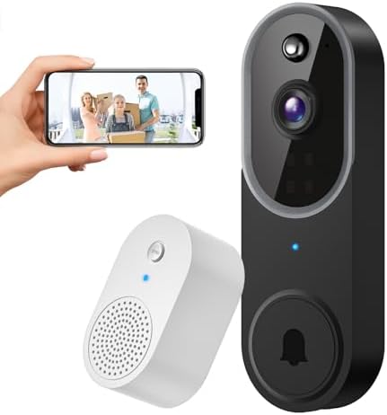 SUNNYJANE Wireless 1080p Video Doorbell Camera, AI Human Detection, Live View, 2-Way Audio Included Ring Chime, Night Vision, 2.4G Wi-Fi, Cloud Storage, Indoor/Outdoor Surveillance Cam