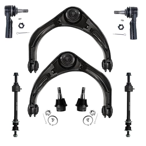Image of Detroit Axle - 4WD Front 8pc Control Arms Kit for 2006 2007 2008 Dodge Ram 1500, 2 Upper Control Arms with Ball Joints 2 Lower Ball Joints 2 Sway Bars 2 Outer Tie Rods Replacement