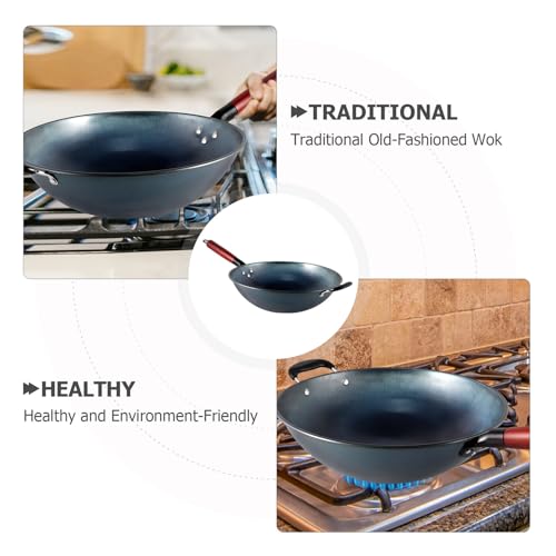 Wok pequeño de hierro con mango de madera 34 cm miniatura 6