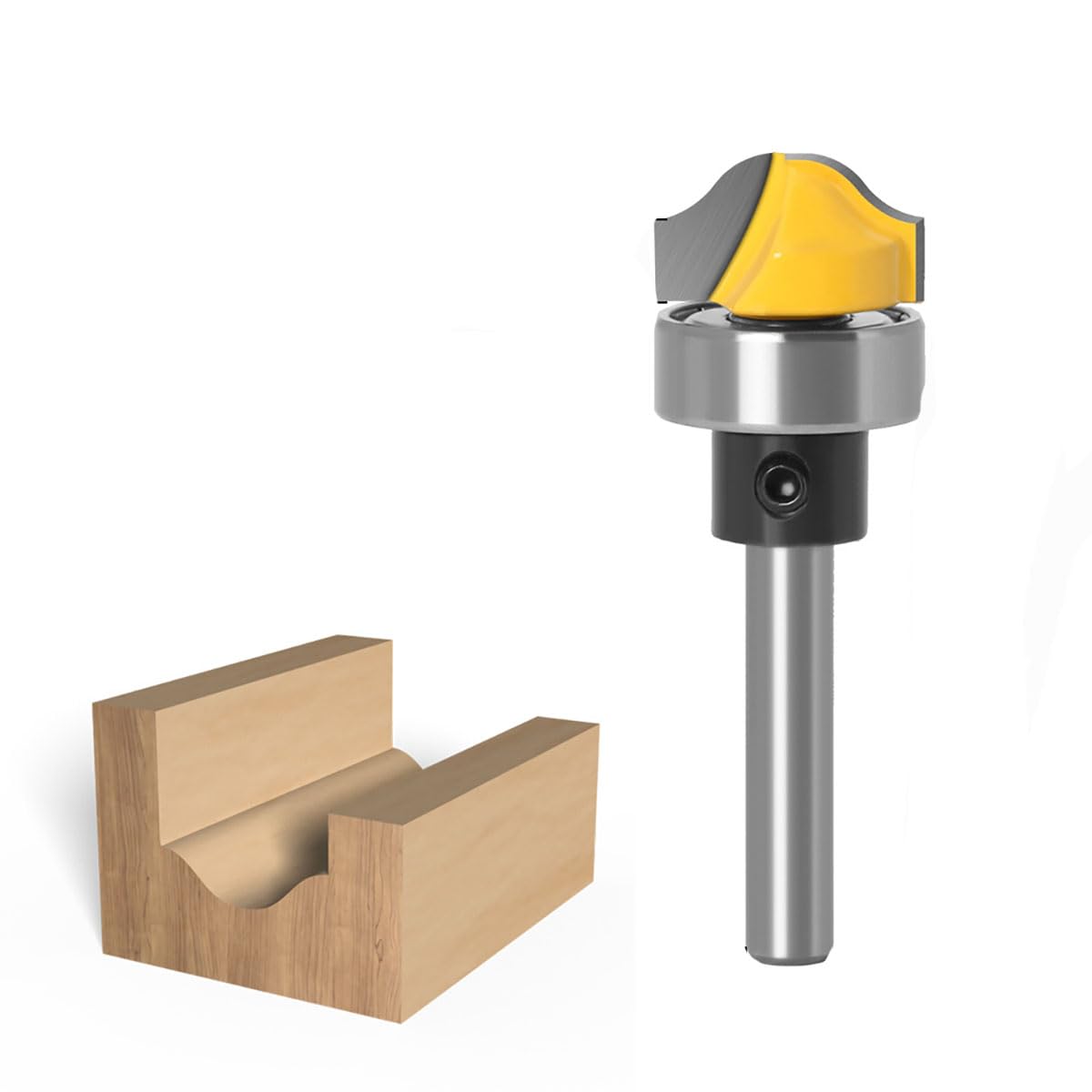 1/4" Shank Arc Router Bit – Flush Trim Carving Cutter for Cabinet Door, Panel Moulding & Grooving
