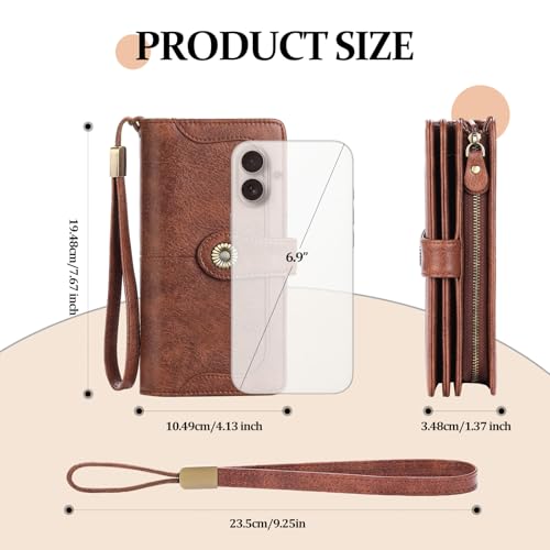 Image of FALAN MULE Wallets for Women Trifold Wristlet Wallets Large Capacity RFID Blocking Ladies Purse Credit Card Holder