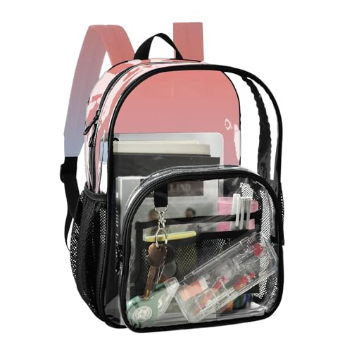 Clear Backpack Women Cute Girls Backpack Kids Boys Approved Shoulder Bag Coral Pink Light Steel Blue Gradient2
