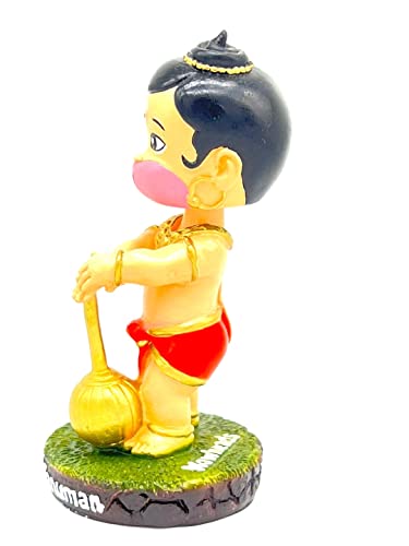 Image of Awestuffs Polyresin, Indian Superstars Car Decoration Bobblehead Action Figure (Little Hanuman, Multicolor, Medium)