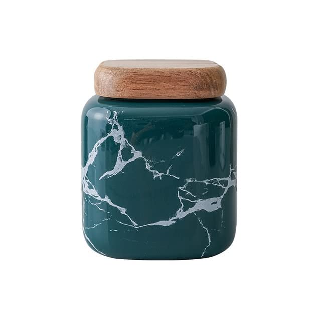Keramik-Teedose, Vorratsgläser, Vorratsgläser aus Glas, 650 ml, Keramik-Aufbewahrungsbehälter, versiegelte Kaffee-Aufbewahrungsflasche mit Holzdeckel, Gewürzglas-Behälter, Teekanne, Getreide-Organizer
