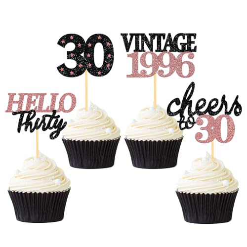 Déco cupcake 30 ans sans perte de paillettes pour gâteau d'anniversaire propre