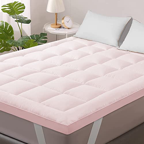 Image of 1200GSM Hollow Fibre Mattress Padding /Topper Pink forCalifornia King Size Bed-78 Inch X 84 Inch