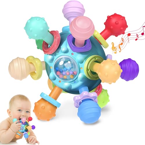 Image of Baby Teething Toys for 0-6 6-12 Months, Newborn Infant Montessori Toys | Tummy Time Toy, Sensory Toy, Babies Teether Gifts for Boys Girls, 6 Month Old Baby Toy, Learning Developmental Gifts
