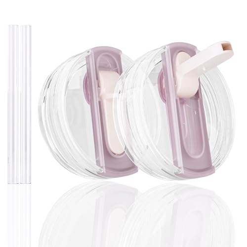 CeleVista 2 Pack Flip Straw Lid for Stanley 40 oz Quencher H2.0 & ProTour (Rose Quartz)
