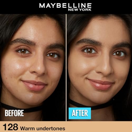 Maybelline New York Liquid Foundation Medium Coverage Lotion, Matte Finish, With Spf, Absorbs Oil, Fit Me Matte + Poreless For Oily Skin, 128 Warm Nude, 30 Ml, Pack Of 1 - Image 4