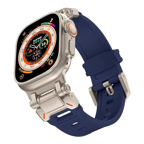 Image of YODI Armor Designed Strap Band Compatible with Apple Watch Ultra 2 Replacement Armour Band With Durable Metal Connector for iWatch Ultra Series 9 /8 /7 /6 /5 /4 /3 /2 /1 SE, 49 /45 /44 /42mm (BLUE)