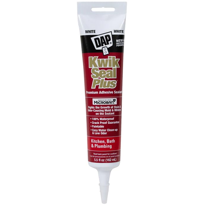 5.5 oz Dap 18526 White Kwik Seal Plus Kitchen and Bath Adhesive Sealant