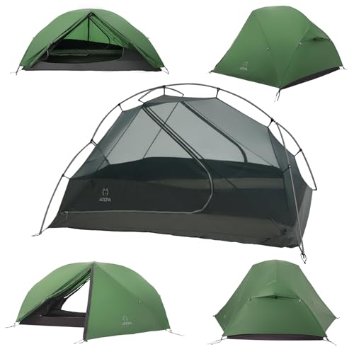 ATEPA Ultralight Backpacking Tent, 1 Person Nylon Lightweight 4000MM+ Waterproof Windproof Portable Solo Tent with Aluminum Frame & Rainfly for Backpacking Hiking Camping Motorcycle, 4 Season