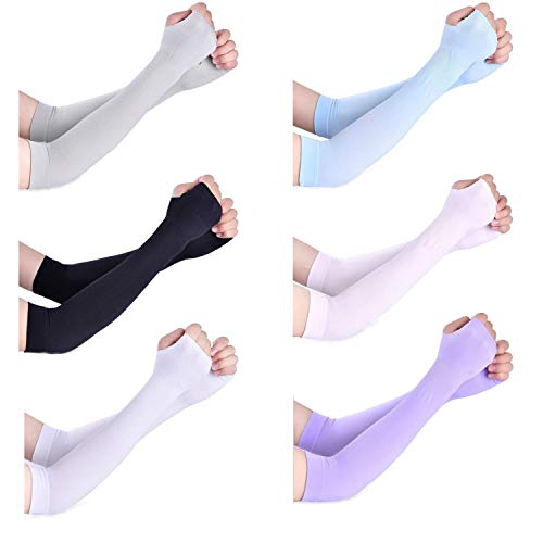 Tovip - 6 pares de guantes largos sin dedos para protección solar UV Cover