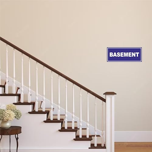 Image of ATTRACTSO - Basement Sign Self Adhesive Laminated Sticker for Home, Office, Shop, Hospital, Hotel, Theatre, Restaurant - 12 inchx5 inch inch (Blue)