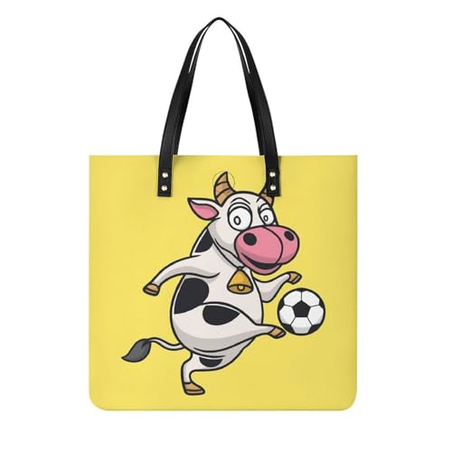 Tote bag voyage motif vache pour femme avec finitions soignées en format 39x39cm