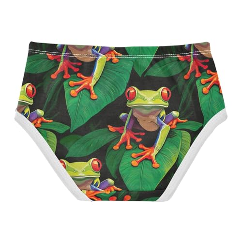 Joisal Toddler Underwear Floral 2t Cotton Cute Panties Girl Fun Kids Briefs Undies Tree Frog Lush Tropical Green2