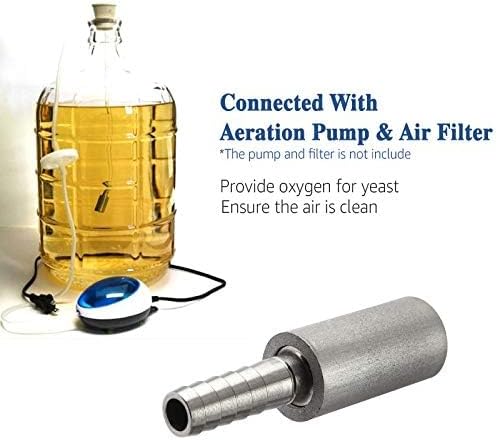 Miniatura 6 de FERRODAY Piedra de aireación de acero inoxidable de difusión de 0.5 micrones con púa de 14 pulgadas para cerveza casera, vino, cerveza, soda +