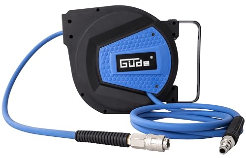 Güde Automatikschlauchtrommel 10 m (Arbeitsdruck 12 bar, 180° schwenkbar, hochflexibler öl- und temperaturbeständiger Druckluftschlauch, Anschlussgewinde 1/4, Wandhalterung)