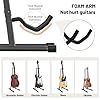 GLEAM Adjustable Folding Guitar Stand, A-style with Neck Holder, Fully Assembled for School Music Program, Concerts & Multiple Users, Black, Fit Guitar Bass Ukulele and Banjo