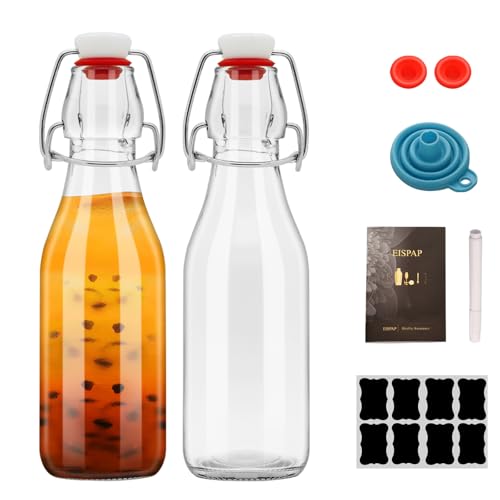 eispap 2 Pack Swing Top Glass Bottles 8.5 oz,Flip Top Beer Brewing Bottles for Kombucha, Homemade, Kefir, Water, Beverages, Soda, Oil, Vinegar, Fermentation,Limoncello