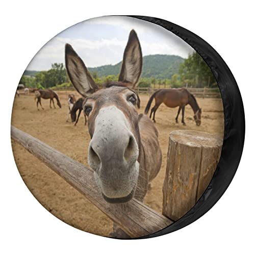 Image of Funny Donkey Spare Tire Cover Dust-Proof Wheel Tire Cover Fit Trailer, RV, SUV and Many Vehicle 12inch